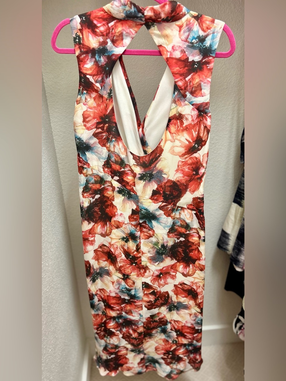 Haute Hippie, 100% silk, ivory/multicolor floral, asymmetric hem dress - Picture 2 of 9